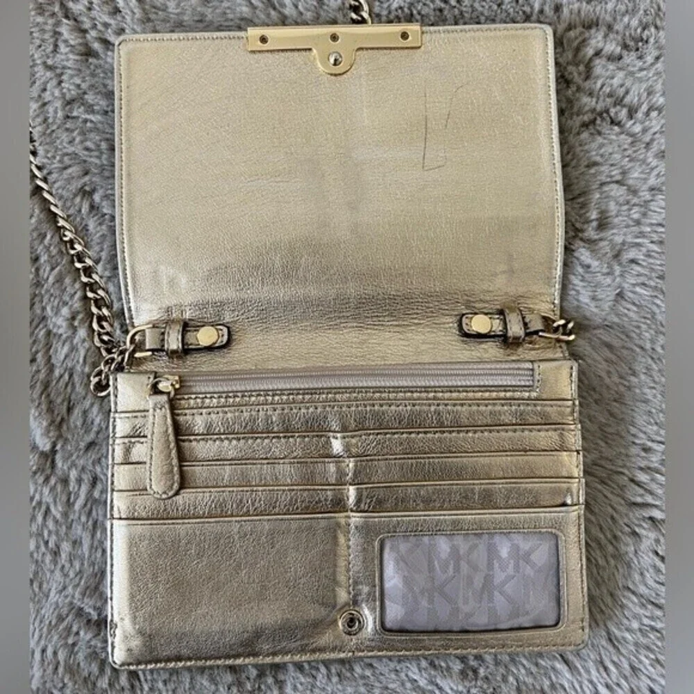 Michael Kors Metallic Gold Chain Crossbody Shoulder Bag Purse